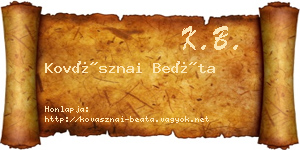 Kovásznai Beáta névjegykártya